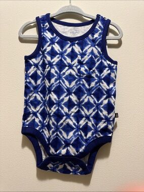 Baby GAP Blue and White Tie-Dye Tank One-Piece Bodysuit